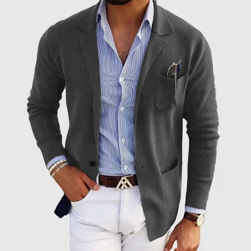 Men's dark grey minimalist versatile jacket for autumn and winter