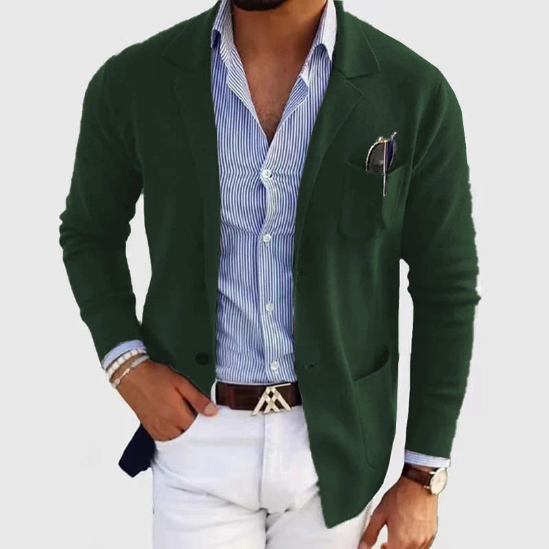 Men's green minimalist versatile jacket for autumn and winter