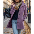 Women's purple timeless turndown collar coat in autumn and winter