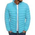 Men's light blue lightweight quilted puffer jacket for everyday winter wear