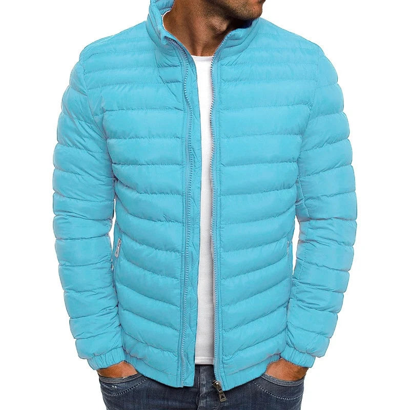 Men's light blue lightweight quilted puffer jacket for everyday winter wear
