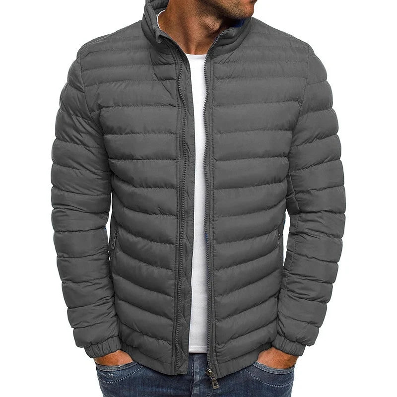 Men's grey lightweight quilted puffer jacket for everyday winter wear