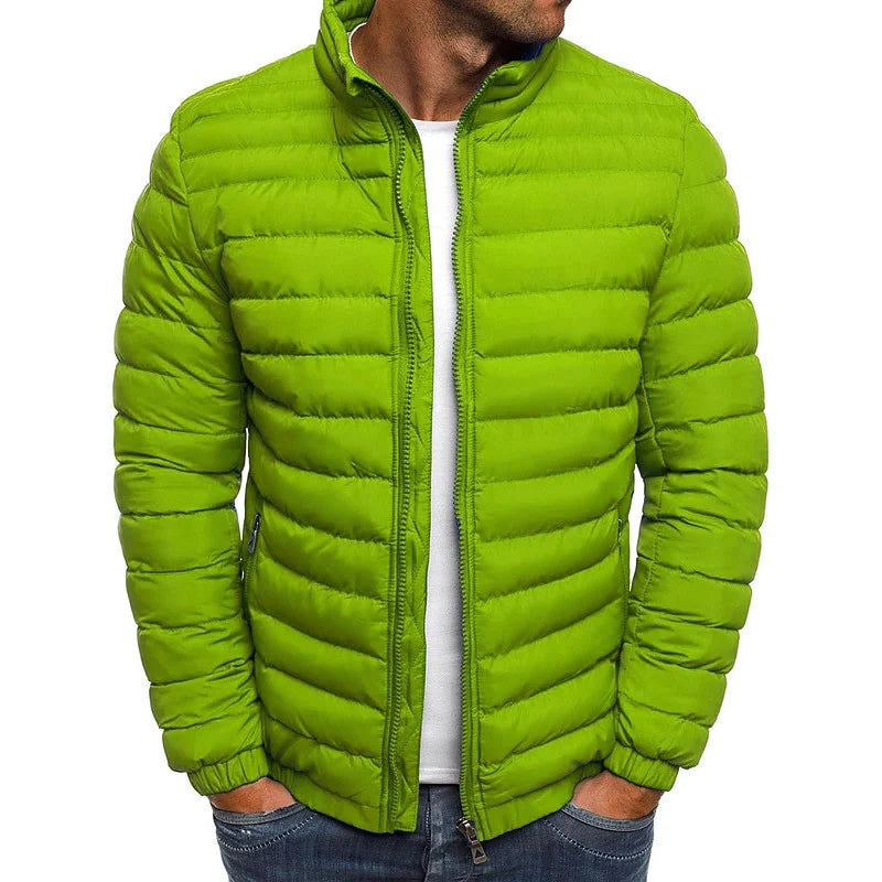 Men's grass green lightweight quilted puffer jacket for everyday winter wear