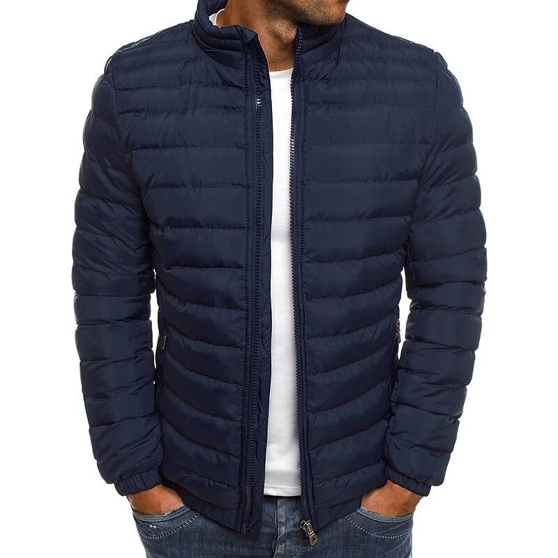 Men's navy lightweight quilted puffer jacket for everyday winter wear