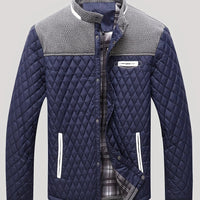 Men's Textured Quilted Stand-Collar Jacket for Cold Weather Wear