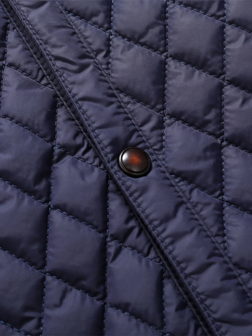 Men's navy textured quilted stand-collar jacket for cold weather wear