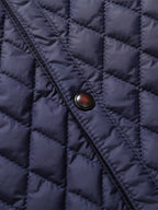 Men's navy textured quilted stand-collar jacket for cold weather wear
