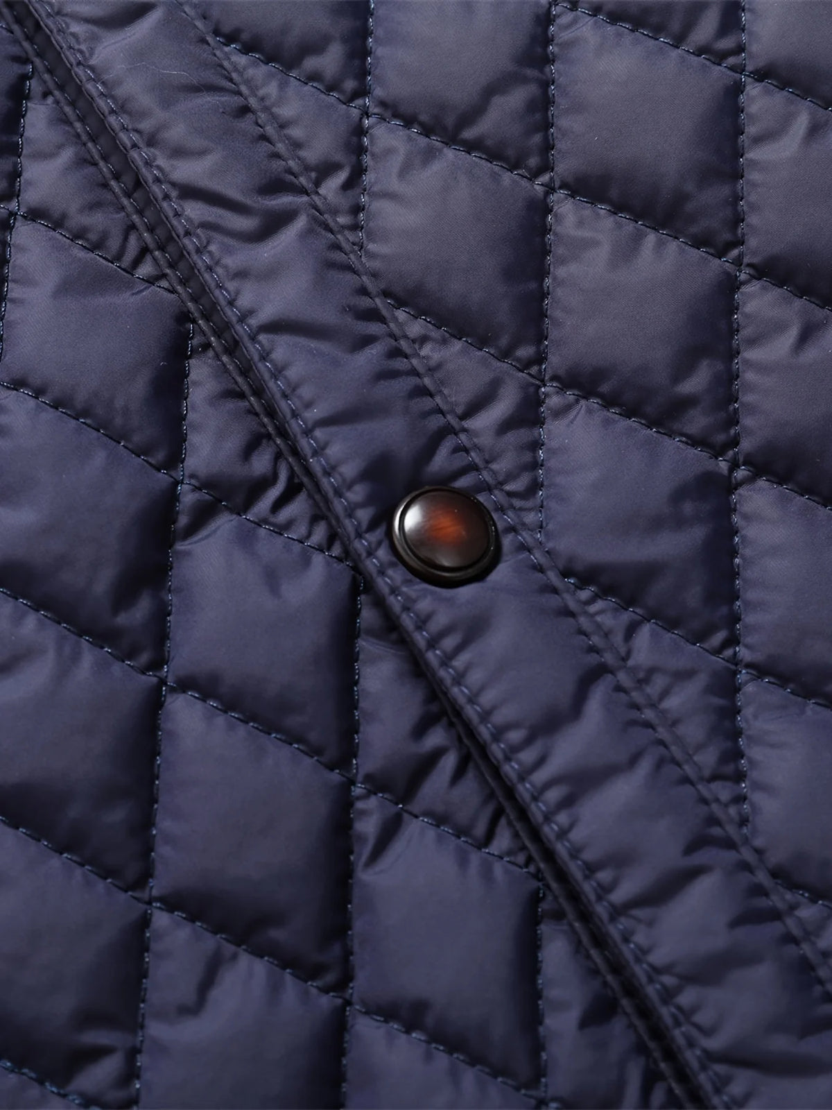 Men's navy textured quilted stand-collar jacket for cold weather wear