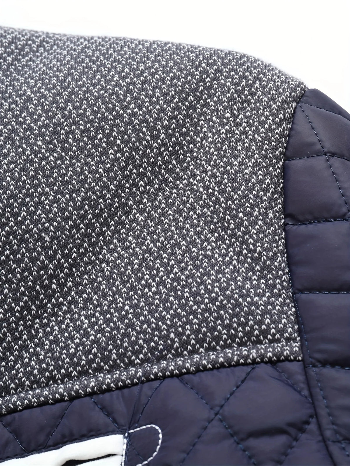Men's navy textured quilted stand-collar jacket for cold weather wear