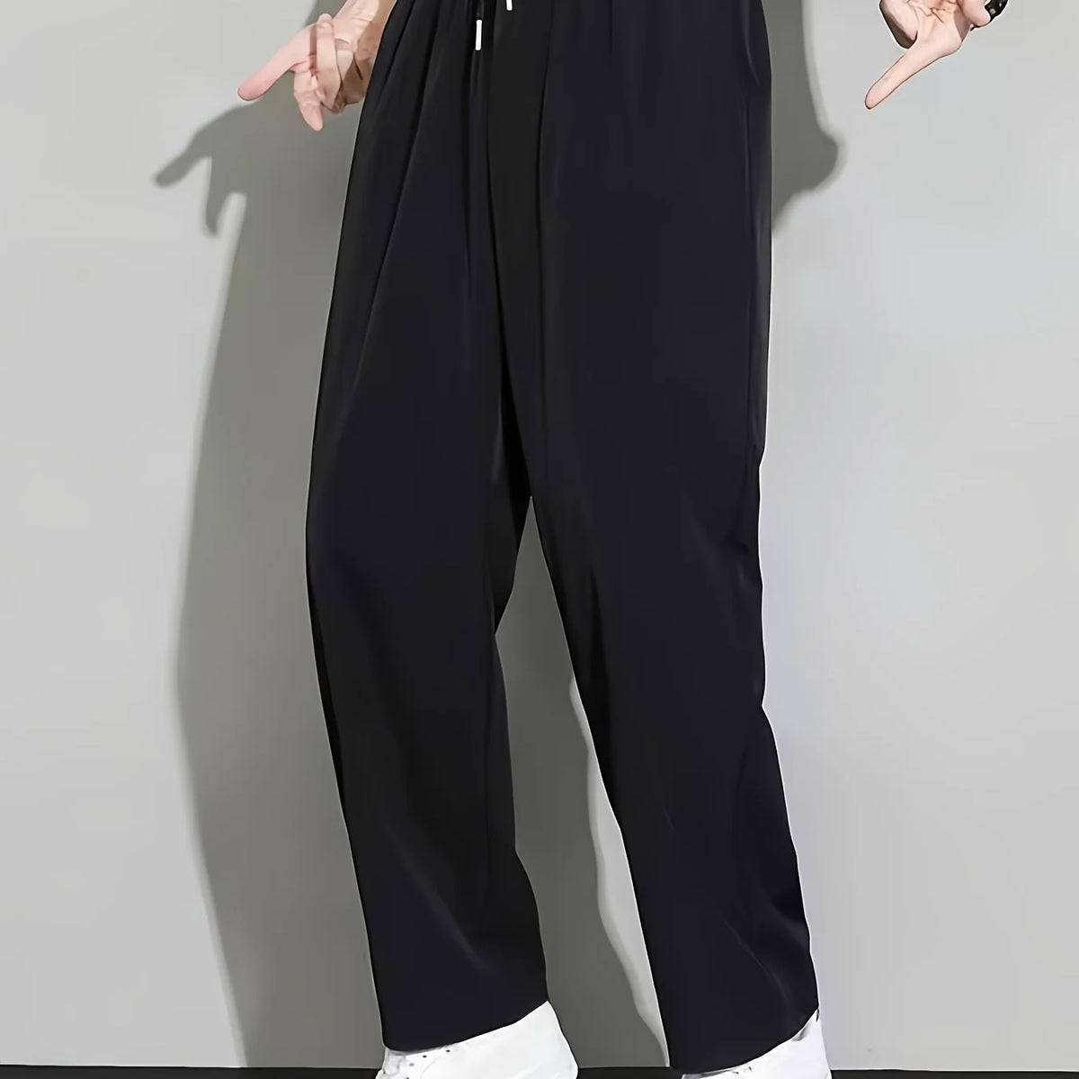 Men's space black relaxed straight-leg trousers