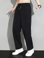 Men's space black relaxed straight-leg trousers