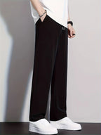 Men's space black relaxed straight-leg trousers