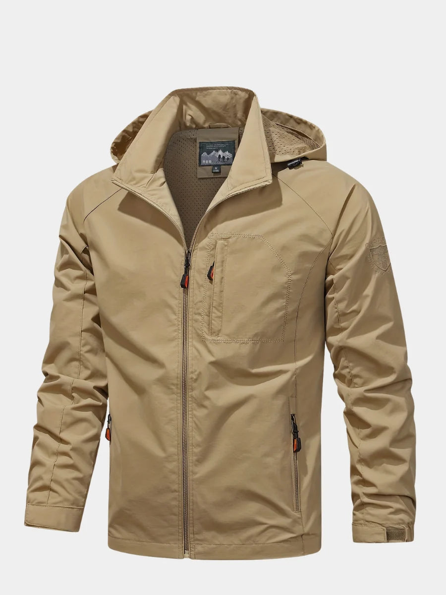 Men's khaki packable cropped bomber jacket for everyday winter wear