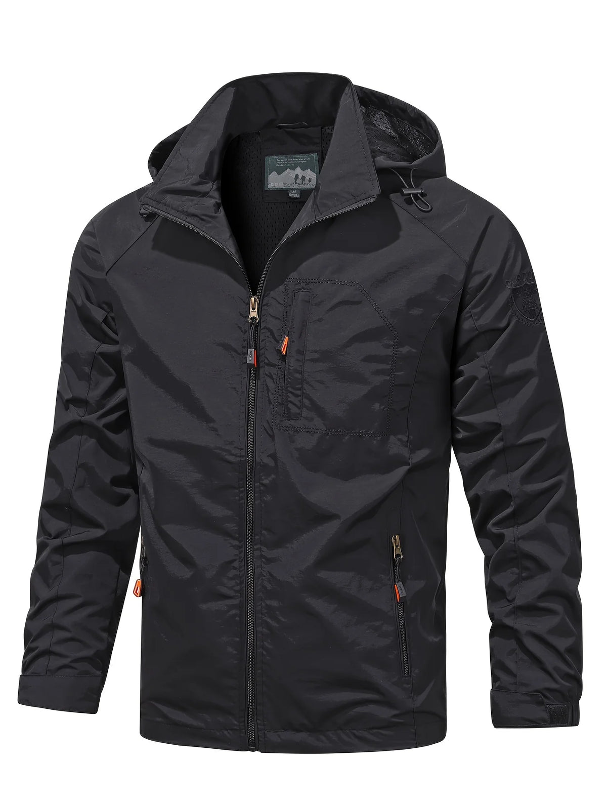 Men's black packable cropped bomber jacket for everyday winter wear