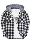 Men's grey plaid hooded sweatshirt for cold autumn and winter days