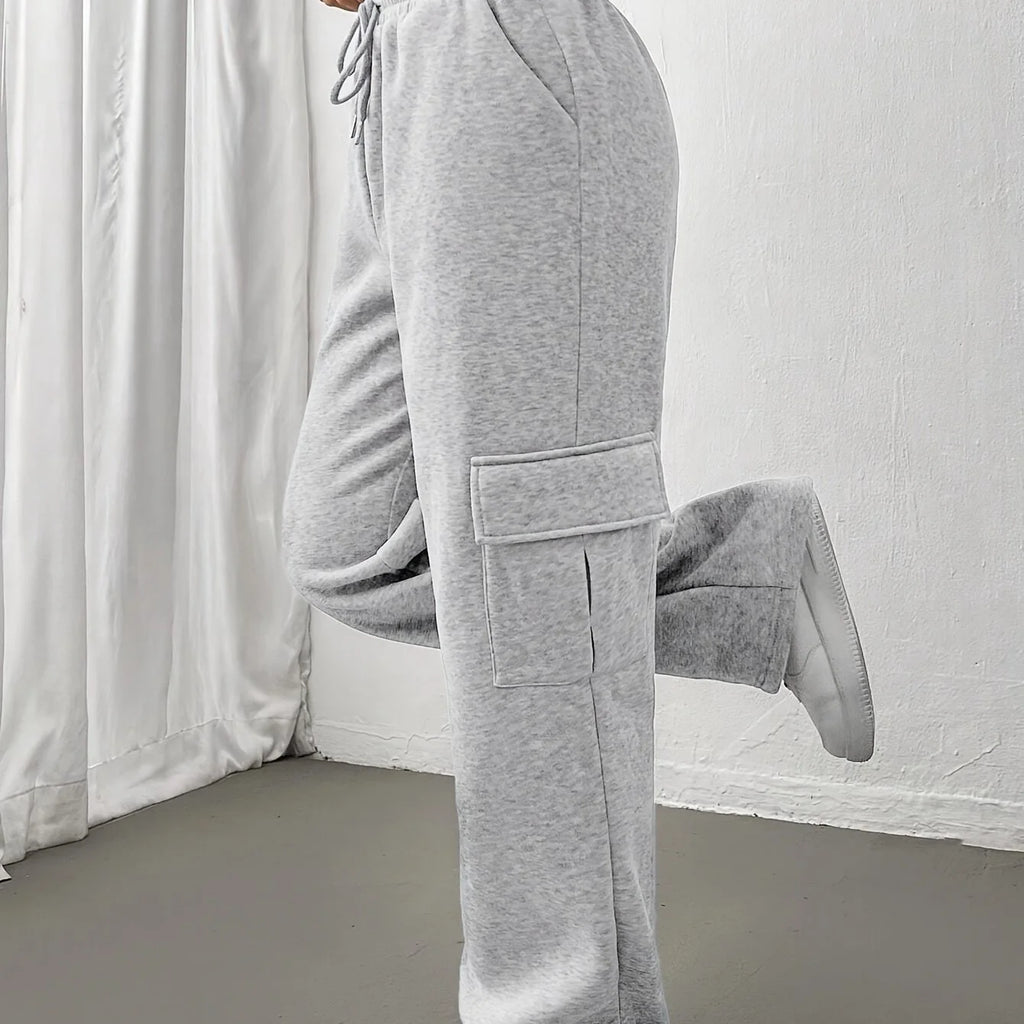 Women's light grey relaxed cargo joggers