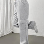 Women's light grey relaxed cargo joggers