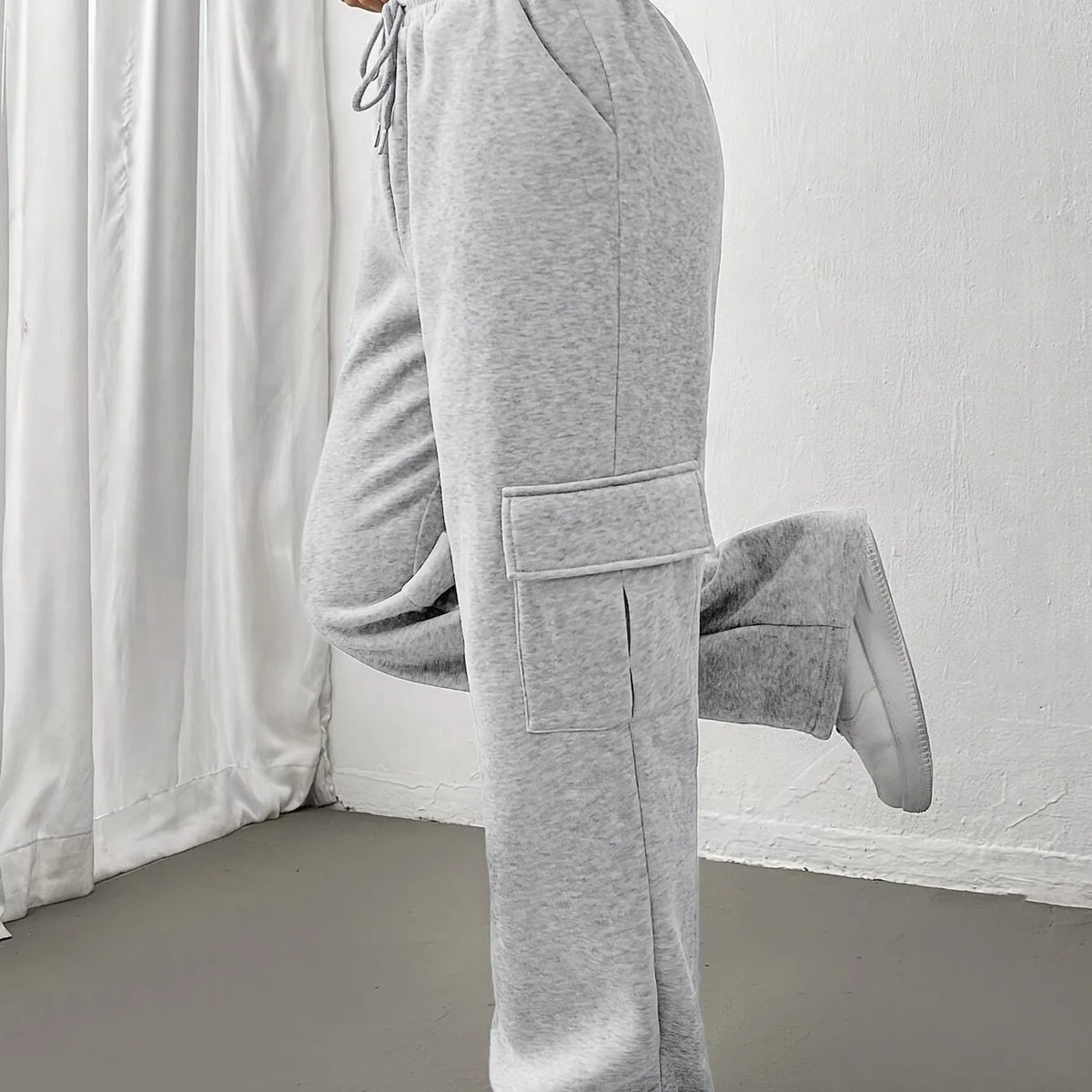 Women's light grey relaxed cargo joggers