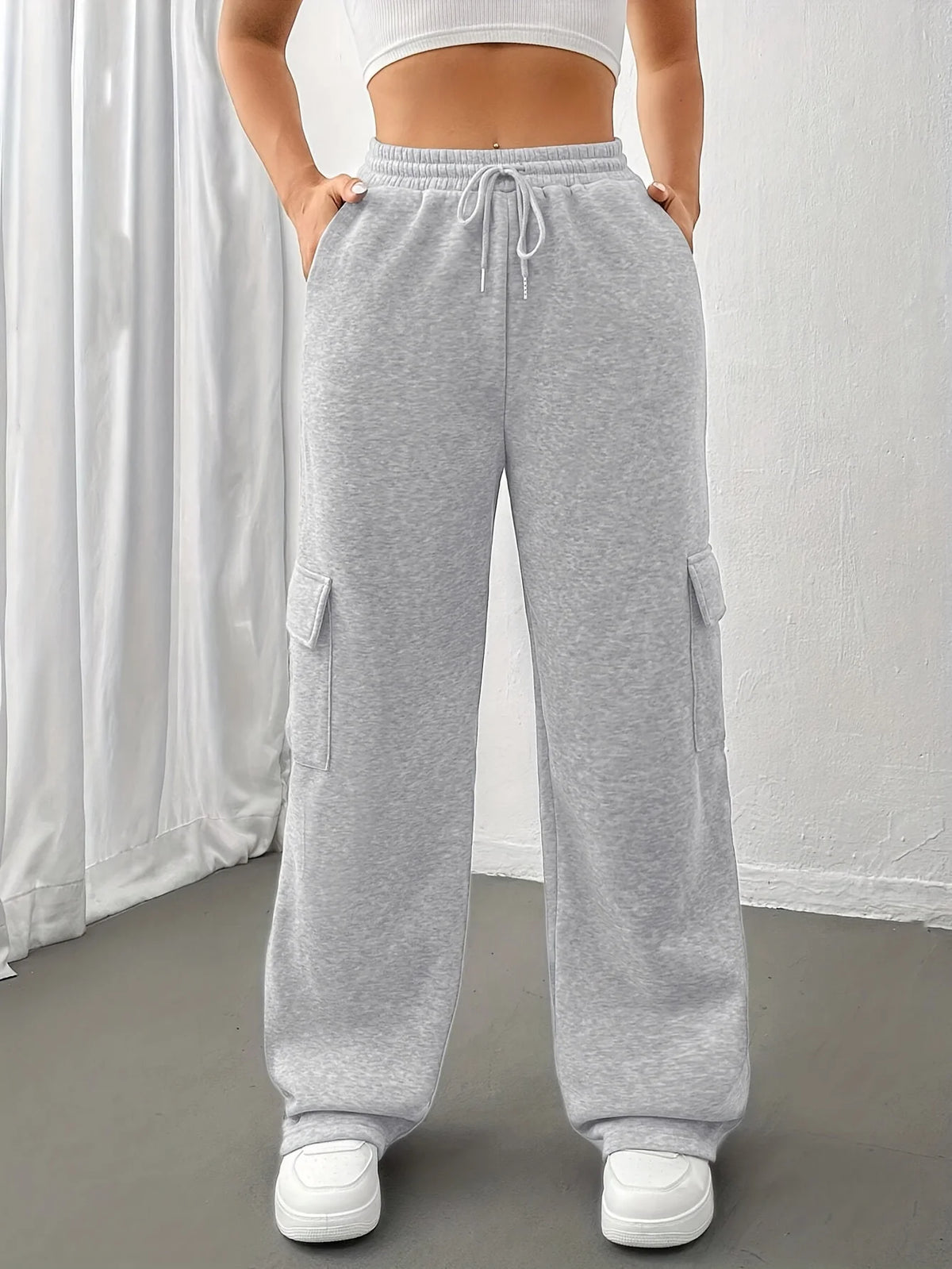 Women's black relaxed cargo joggers