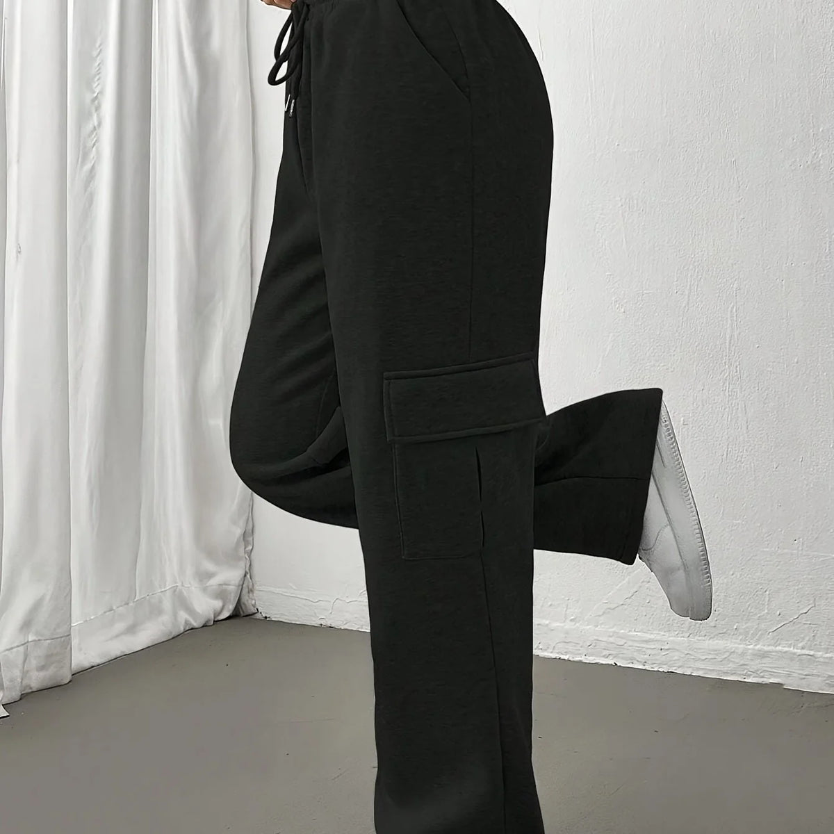 Women's light grey relaxed cargo joggers