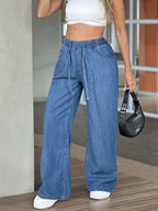 Women's light blue relaxed wide-leg trousers in a soft everyday shade
