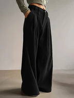 Women's burgundy wide-leg pleated trousers