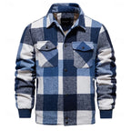 Men's royal blue rugged check shirt jacket