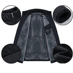 Men's black quilted fleece jacket for chilly autumn and winter days