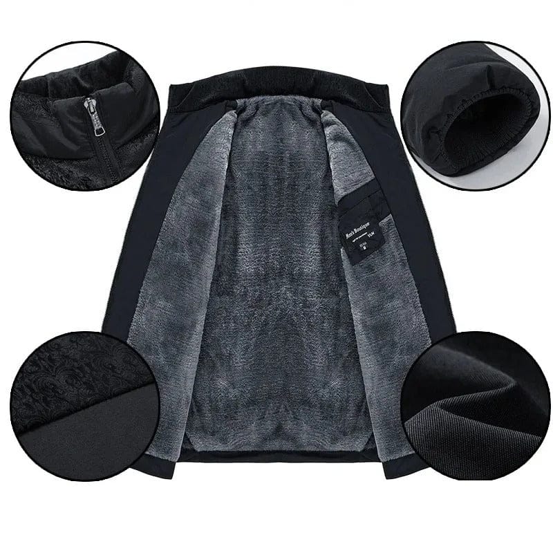 Men's black quilted fleece jacket for chilly autumn and winter days