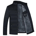 Men's black quilted fleece jacket for chilly autumn and winter days