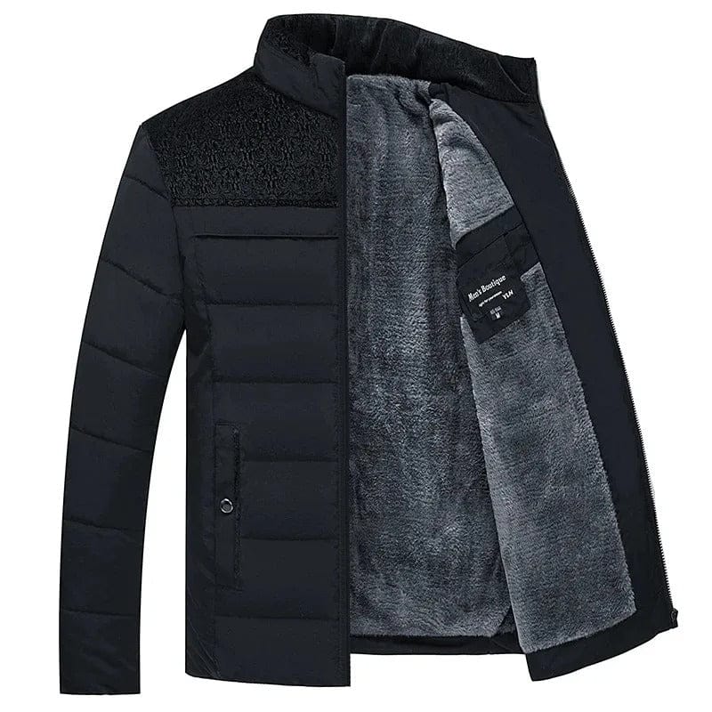 Men's black quilted fleece jacket for chilly autumn and winter days