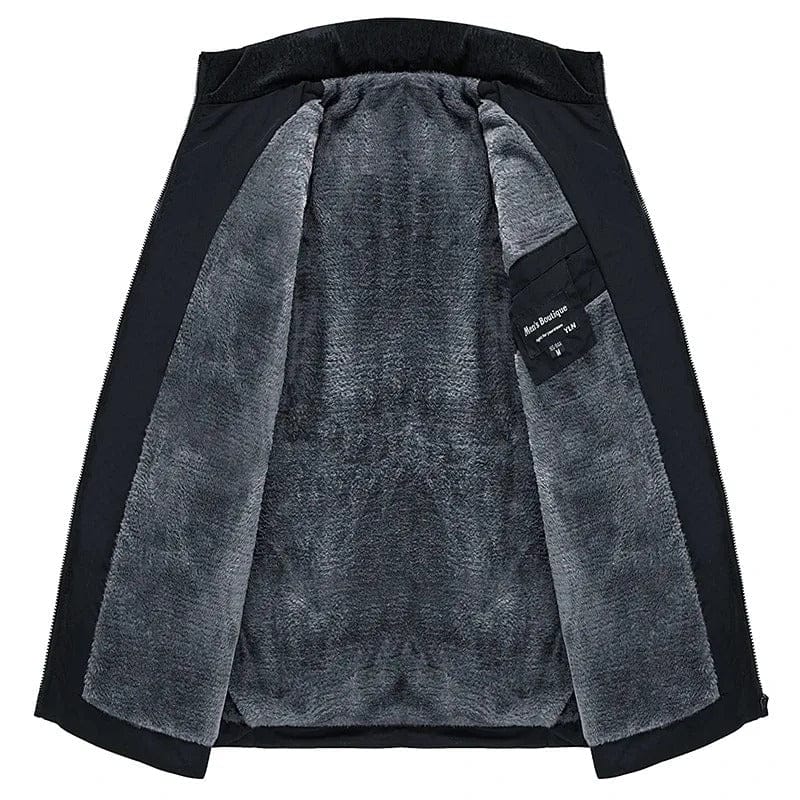Men's black quilted fleece jacket for chilly autumn and winter days