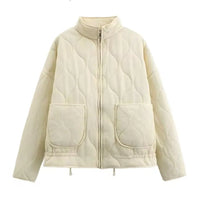 Women's Quilted Zip-Up Jacket with Welt Pockets for Layering
