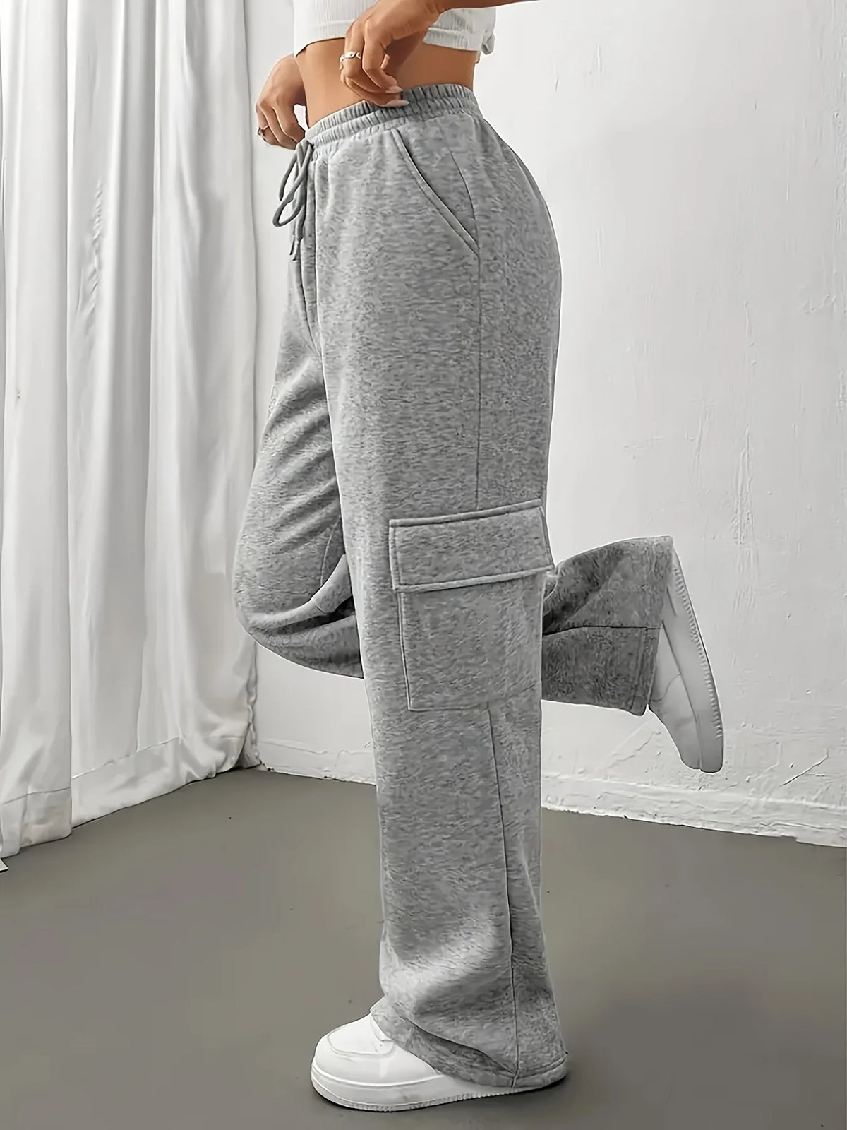 Women's grey utility cargo joggers