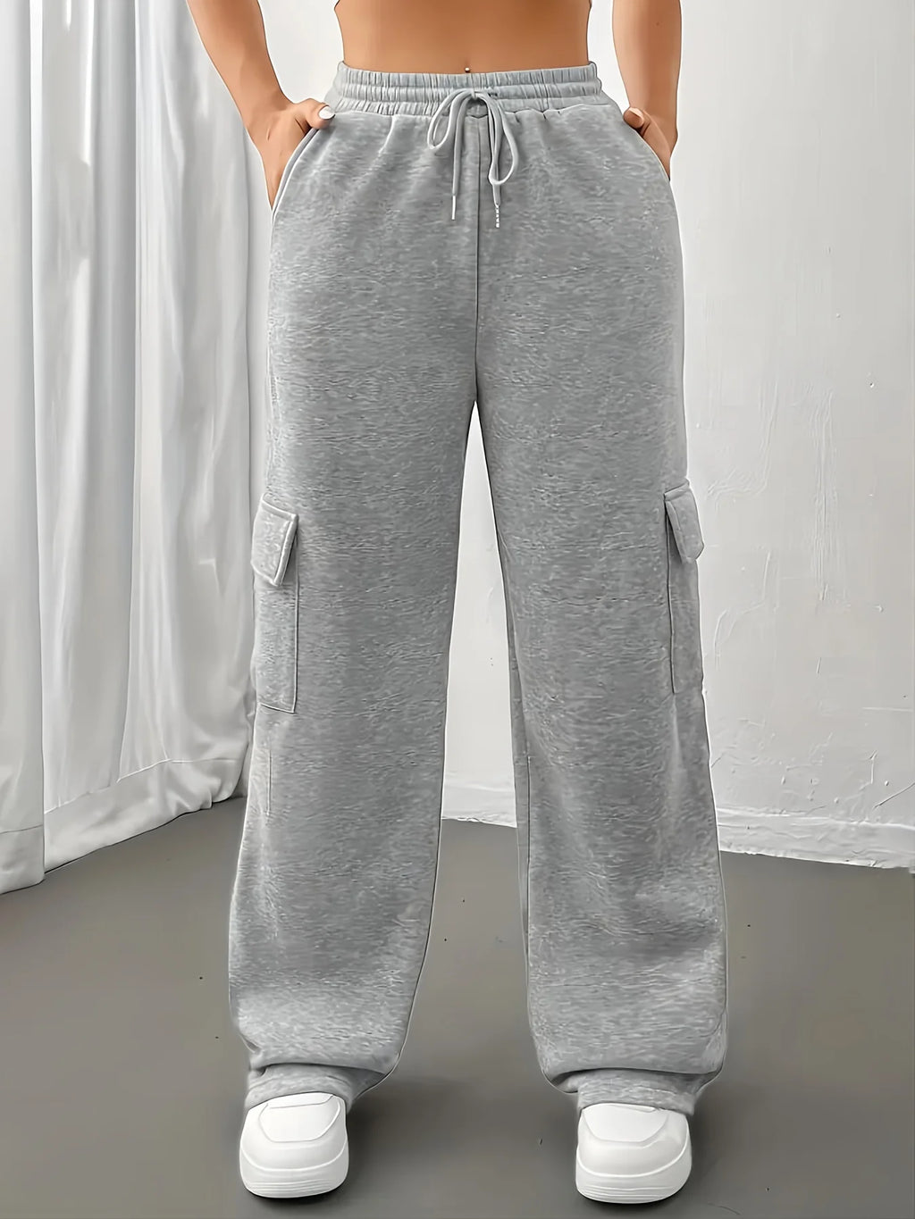 Women's grey utility cargo joggers
