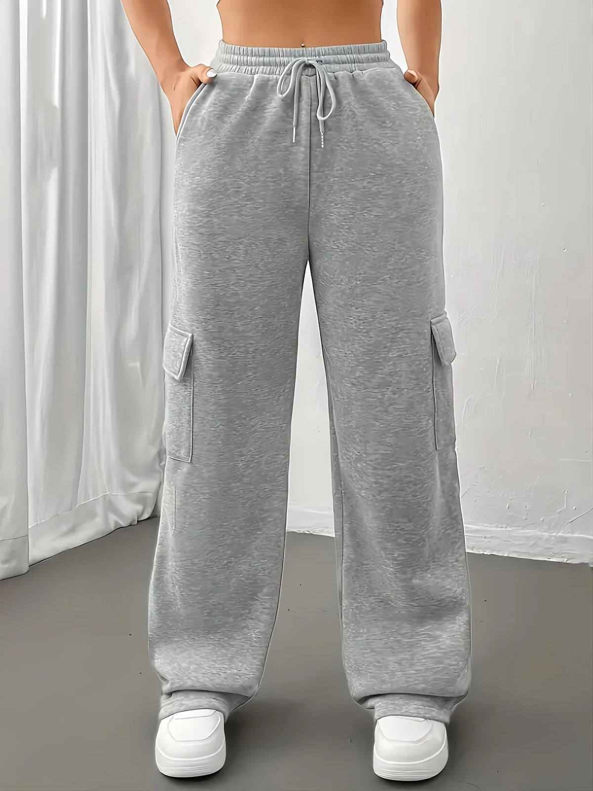 Women's grey utility cargo joggers