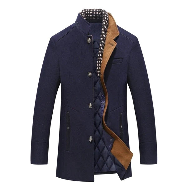 Men's brown coat with removable collar for everyday winter wear