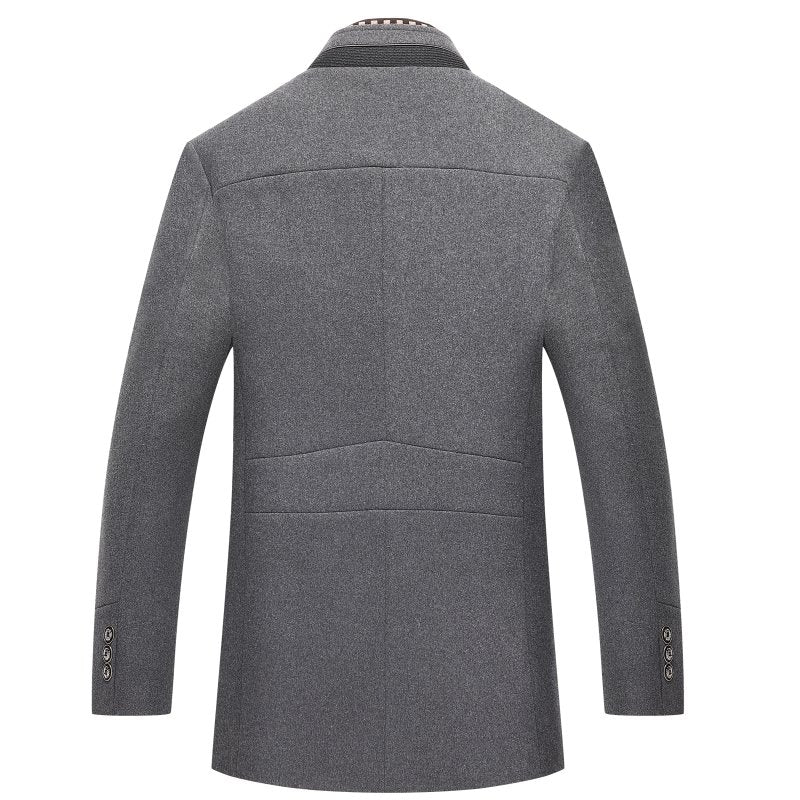 Men's grey coat with removable collar for everyday winter wear