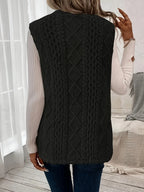 Women's black sleeveless textured gilet for autumn and winter layering
