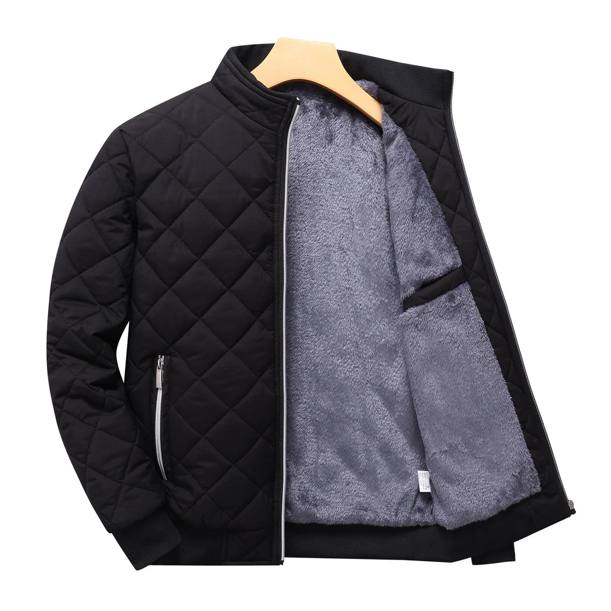 Men's black quilted bomber jacket for the colder autumn and winter months
