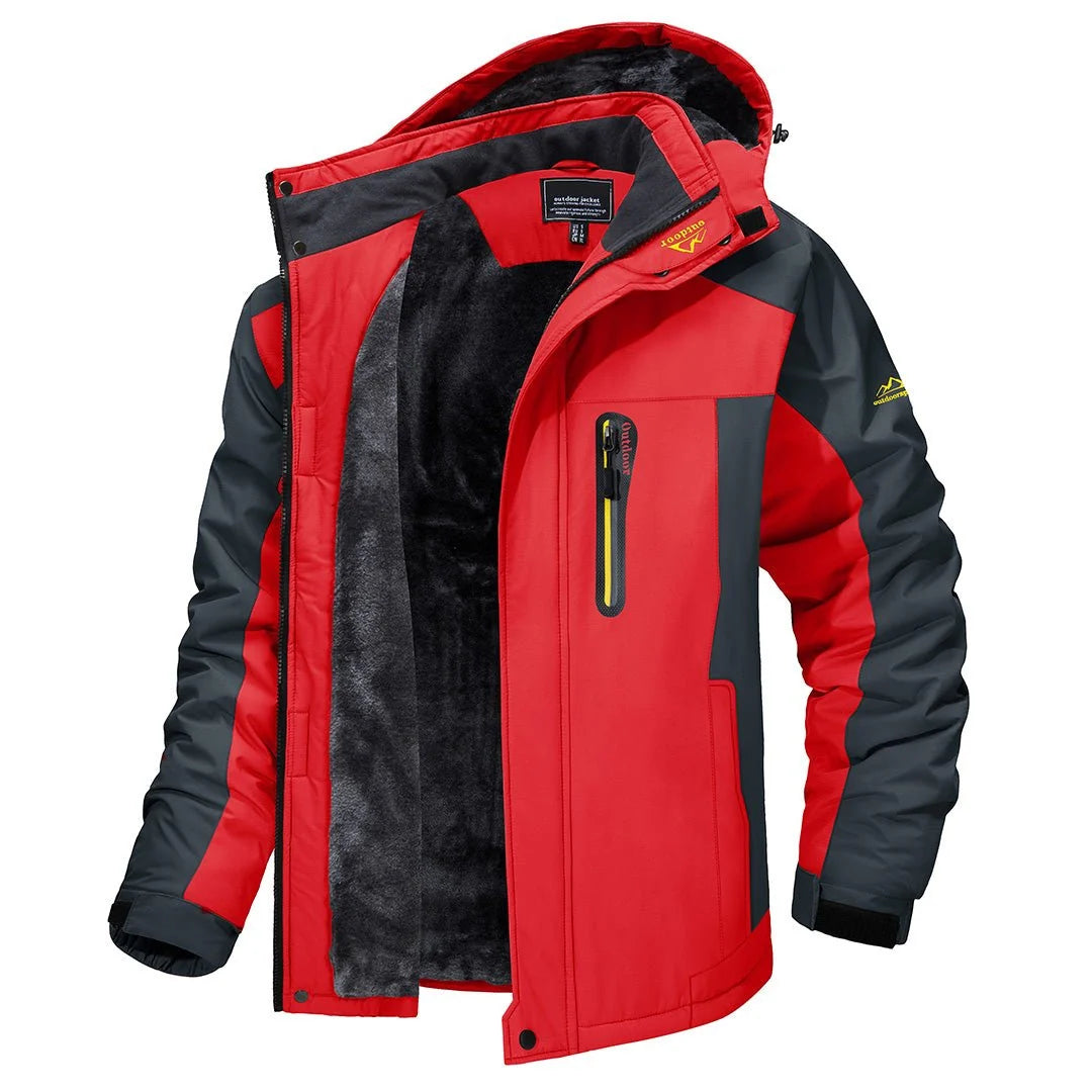 Men's red insulated outdoor jacket for the autumn and winter season