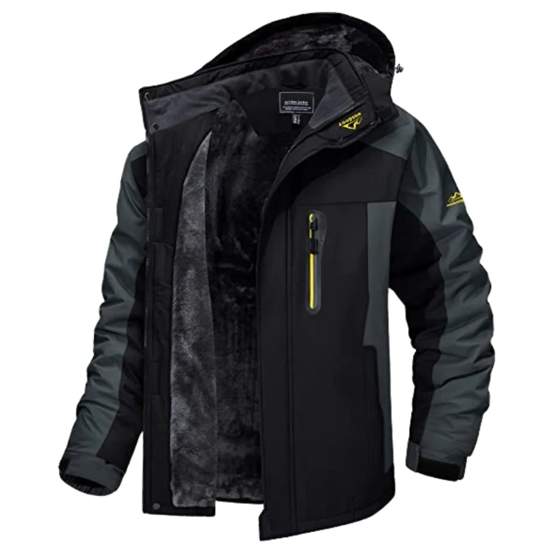 Men's black insulated outdoor jacket for the autumn and winter season