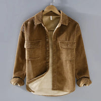 Men's Warm Ribbed Button-Up Jacket for Winter Layering
