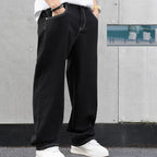Men's black relaxed fit straight trousers