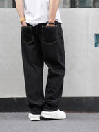 Men's black relaxed fit straight trousers