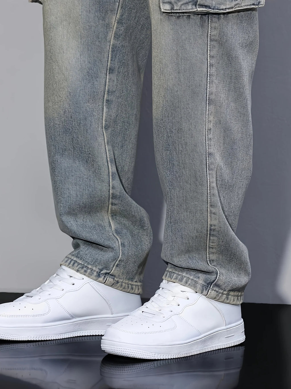 Men's sea blue relaxed utility cargo trousers