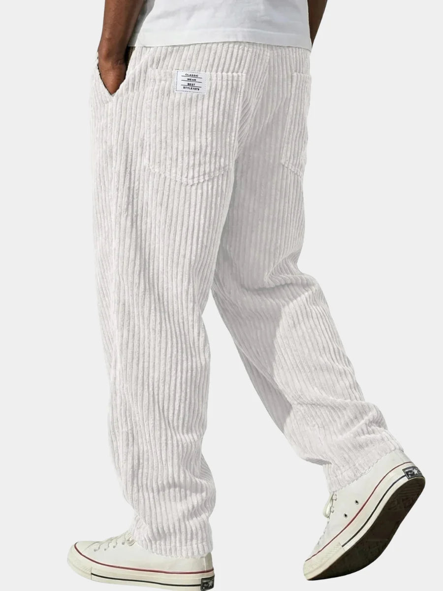 Men's white stretch fit trousers for everyday autumn and winter wear