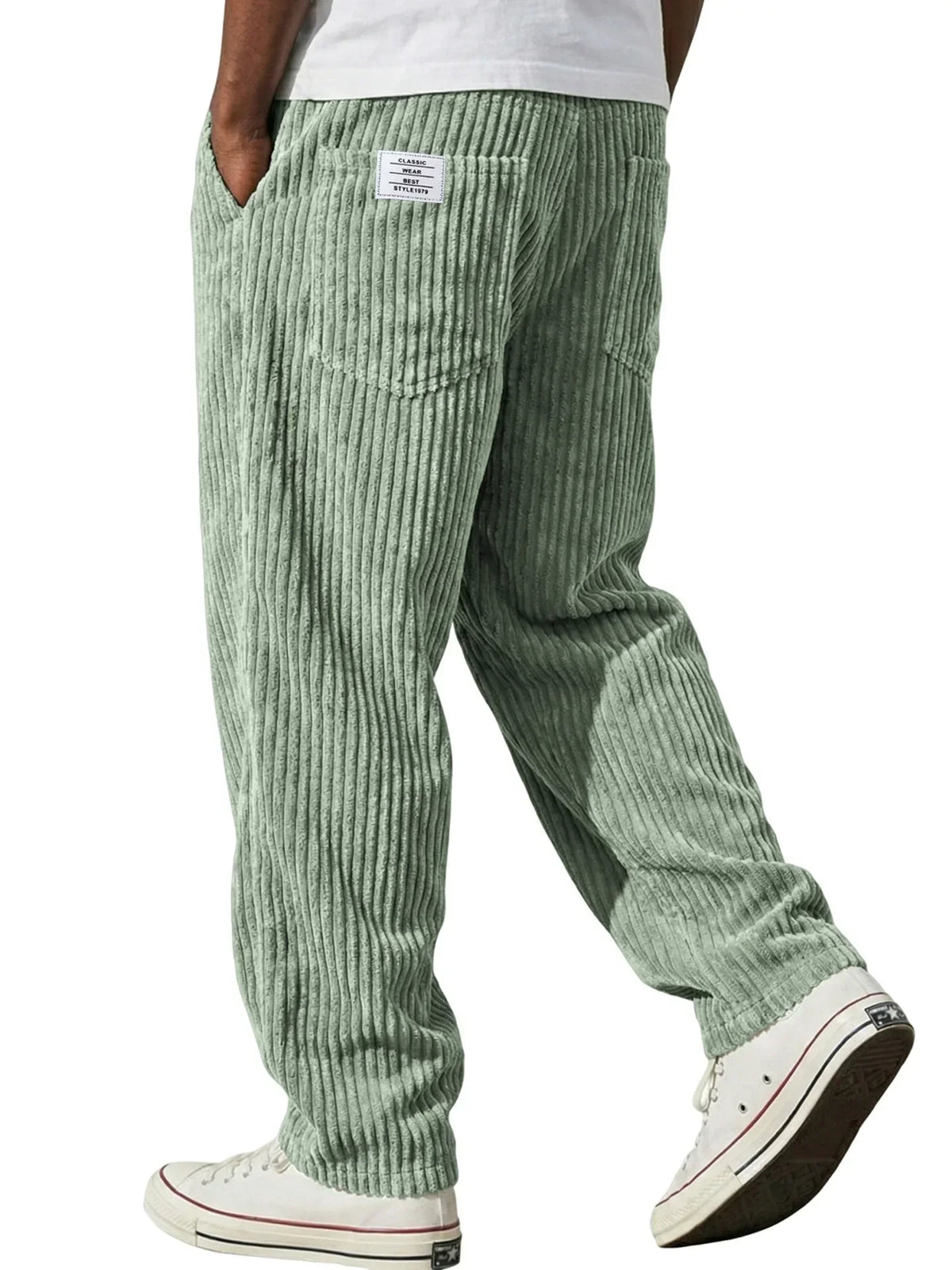 Men's light green stretch fit trousers for everyday autumn and winter wear