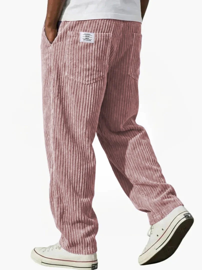Men's pink stretch fit trousers for everyday autumn and winter wear
