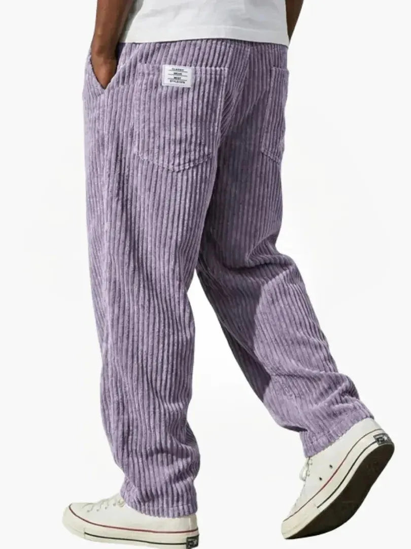 Men's purple stretch fit trousers for everyday autumn and winter wear